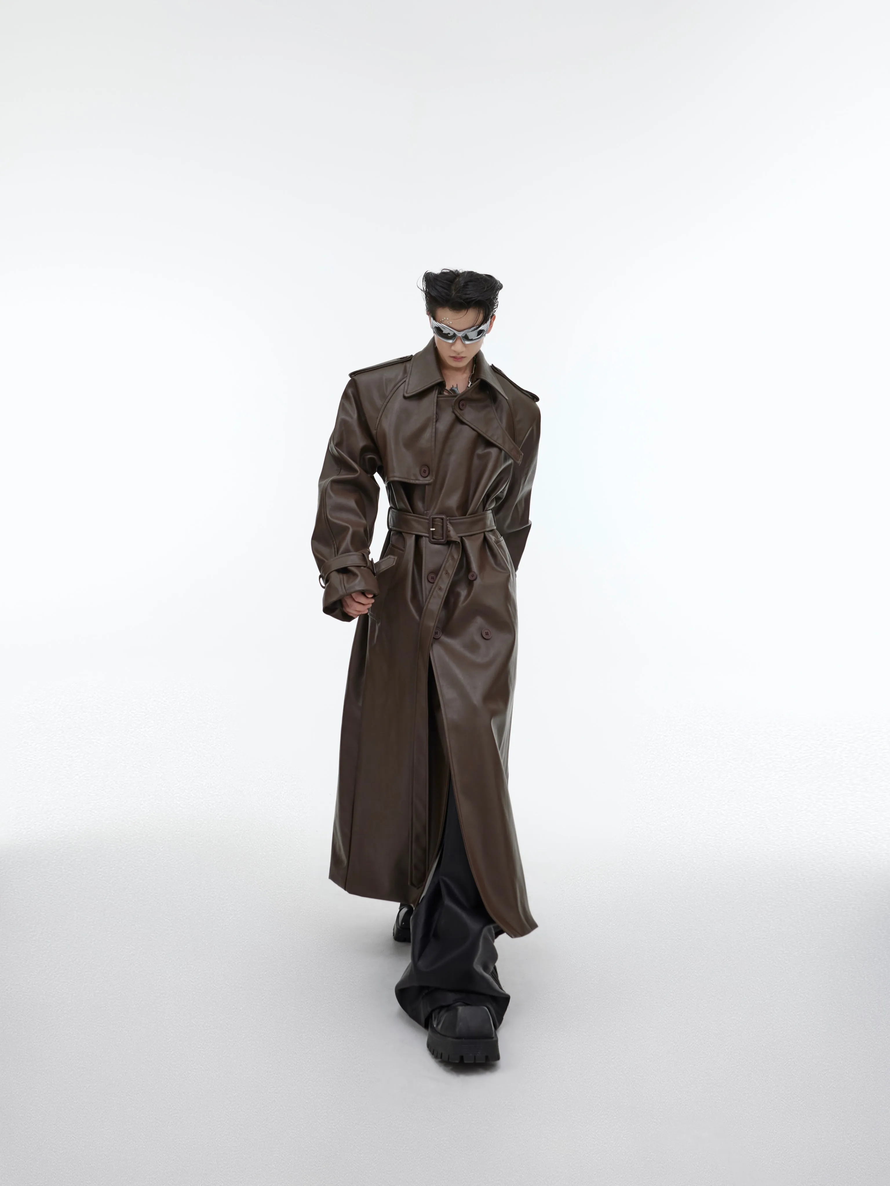 【23s October.】Deconstructed Silhouette PU Leather Coat