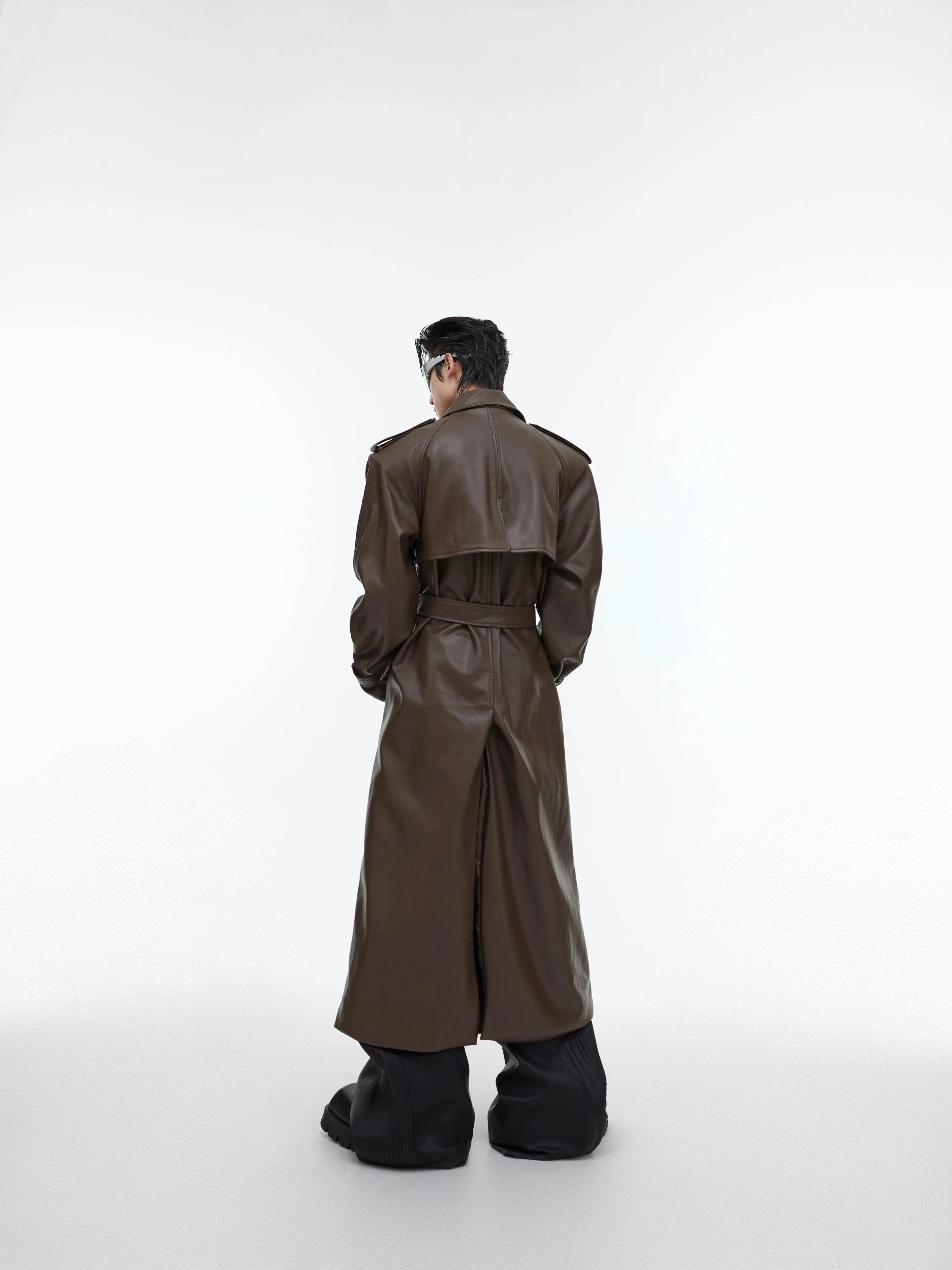 【23s October.】Deconstructed Silhouette PU Leather Coat