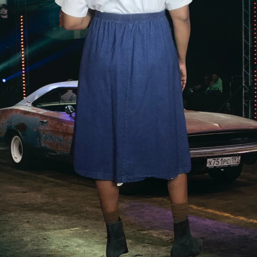 70s Vintage G.O.B. Clothing Company Pleated Denim Skirt XL