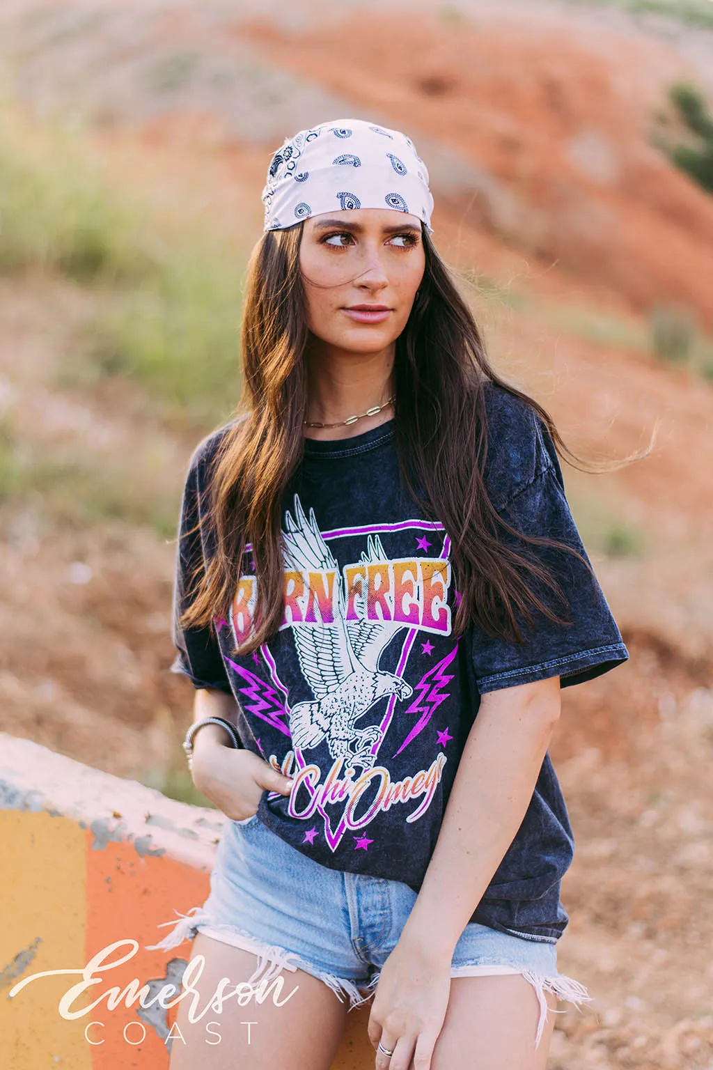 Alpha Chi Omega Born Free Mineral Wash Tee