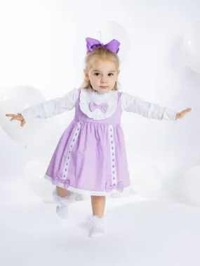Baby Girl Lucia Collection Dress with Bows and Frilly long sleeve-Purple