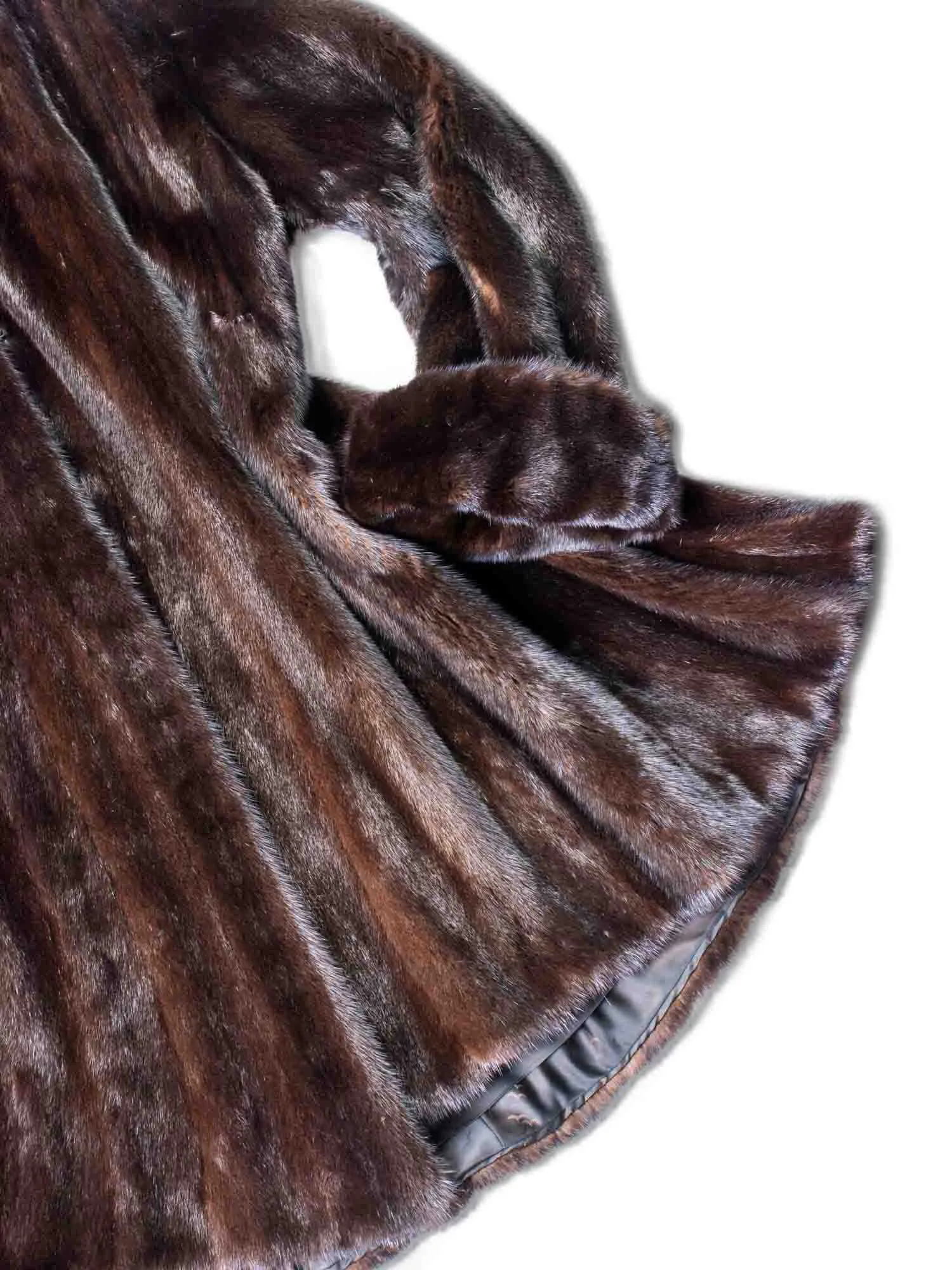 CODO Genuine Mink Fur Hooded Coat Brown