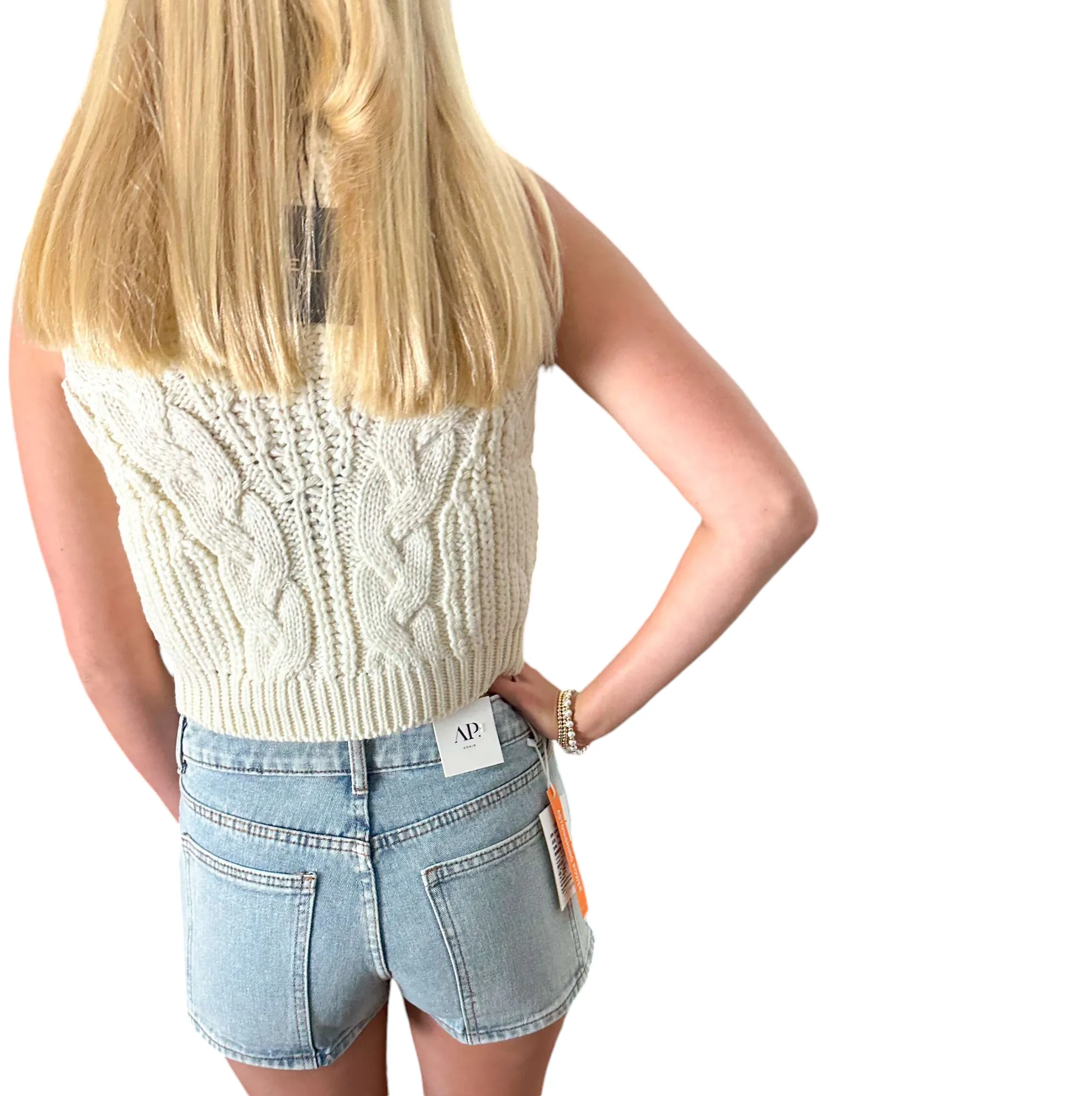 Creamy Cable Knit Charm: The Melissa Sweater Vest