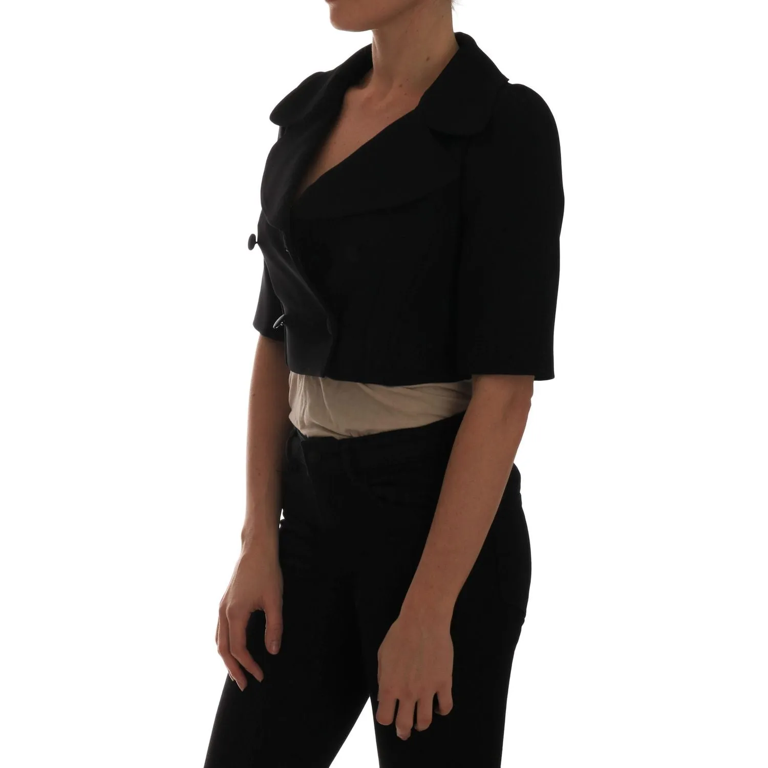 Dolce & Gabbana Chic Black Cropped Double Breasted Blazer