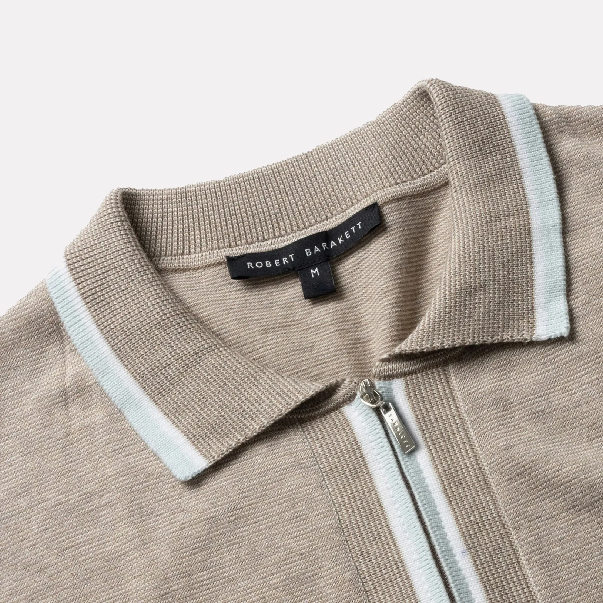 Fermi Short Sleeve Quarter Zip Polo Sweater / Tan