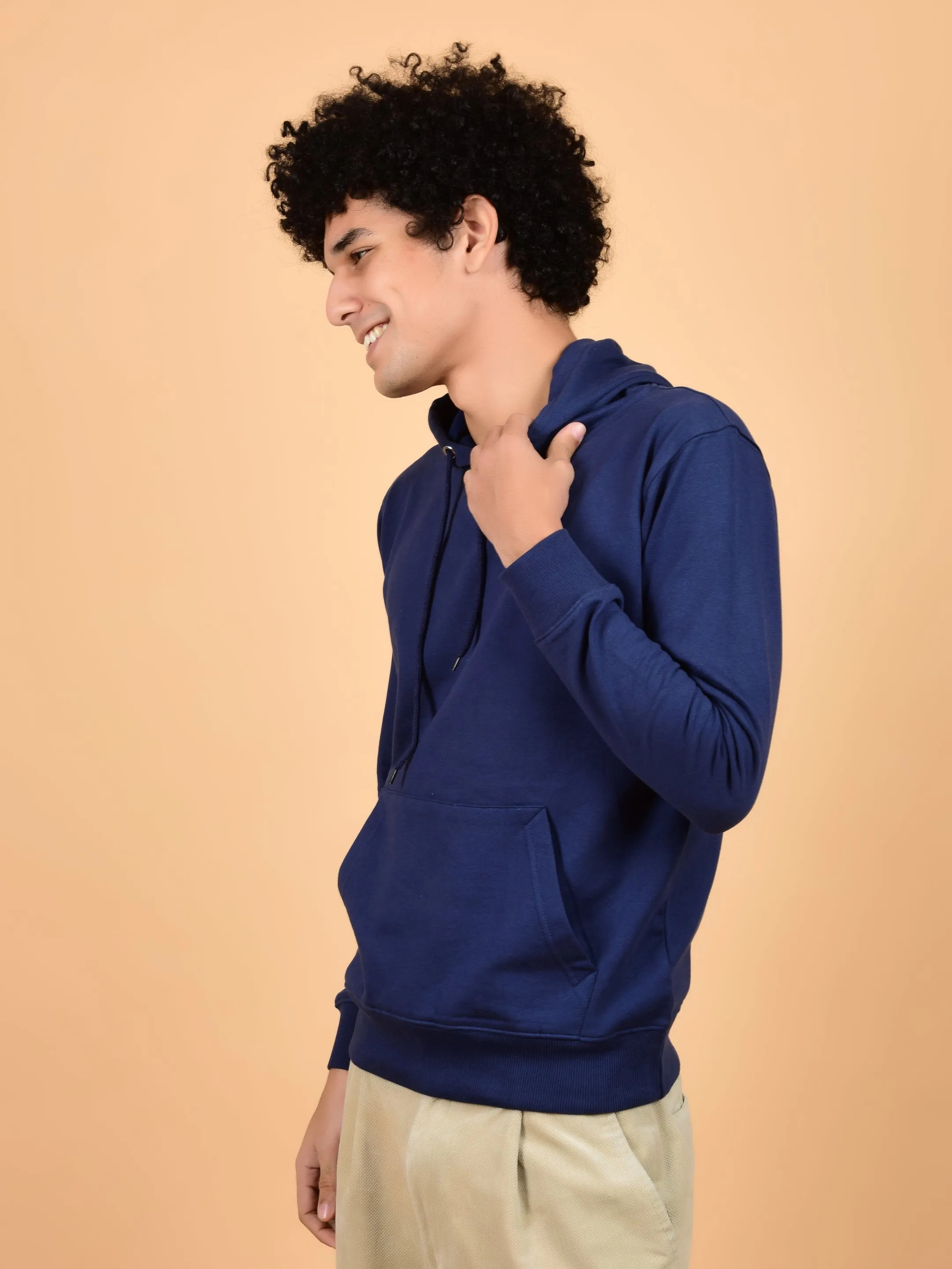 Flawless Men's Blue Solid Hoodie