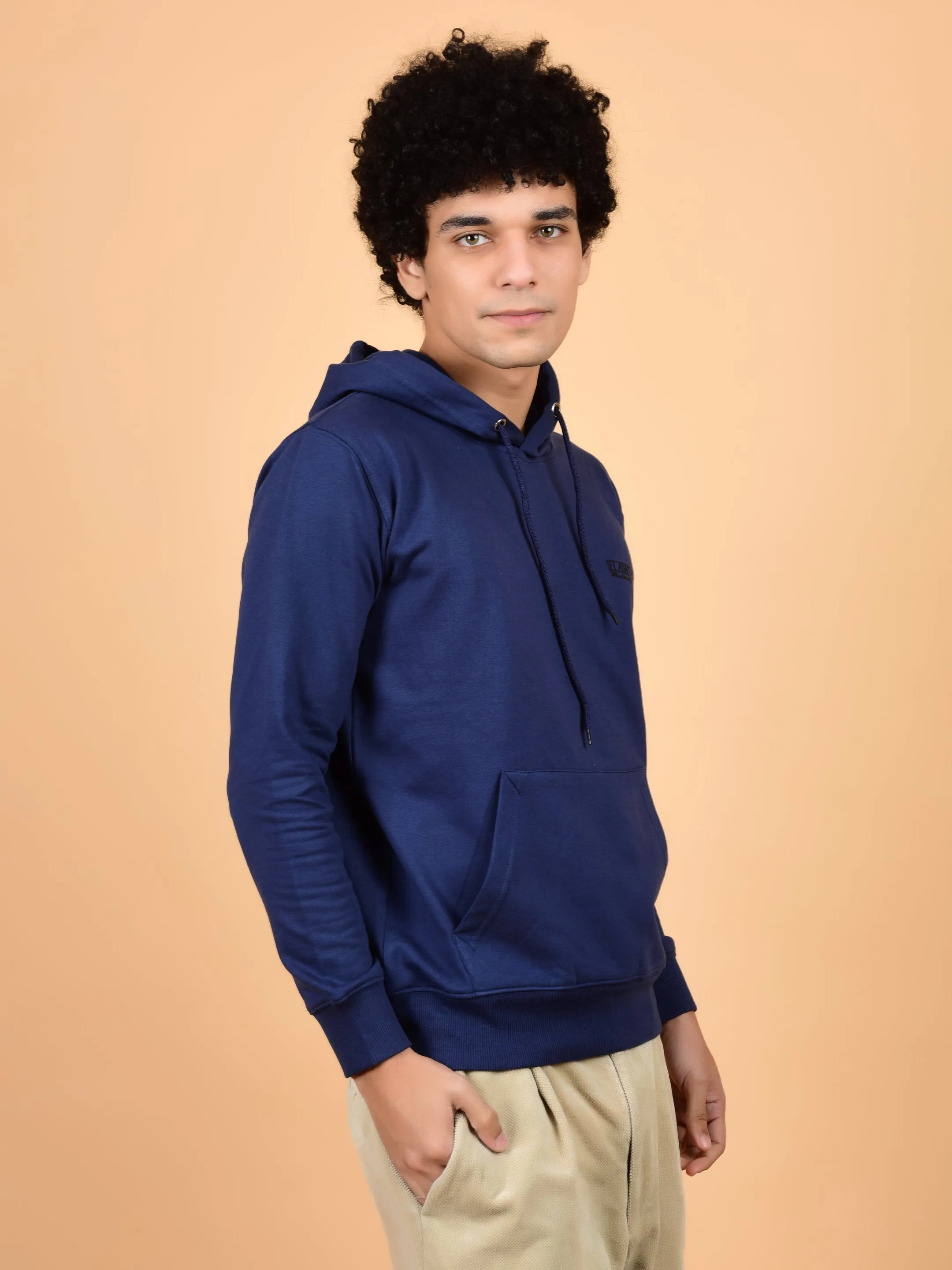 Flawless Men's Blue Solid Hoodie