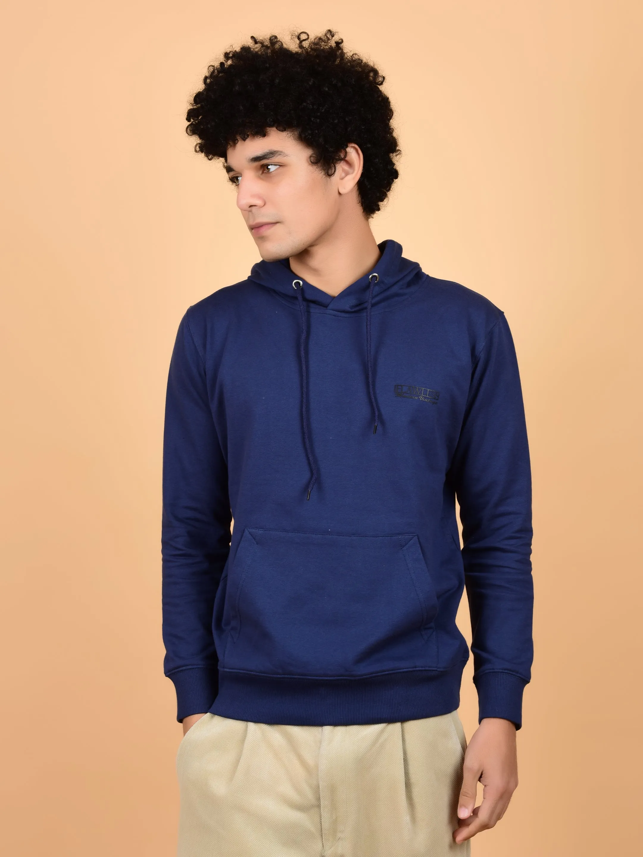 Flawless Men's Blue Solid Hoodie