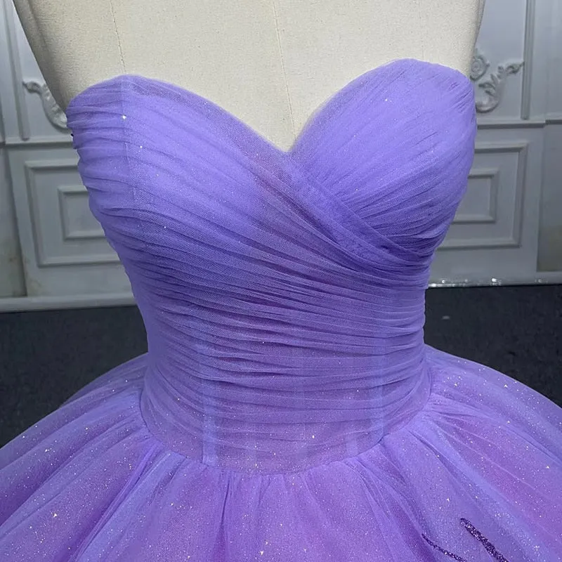 Glitter Party Dress Lace Sweetheart A Line Evening Ball Gown