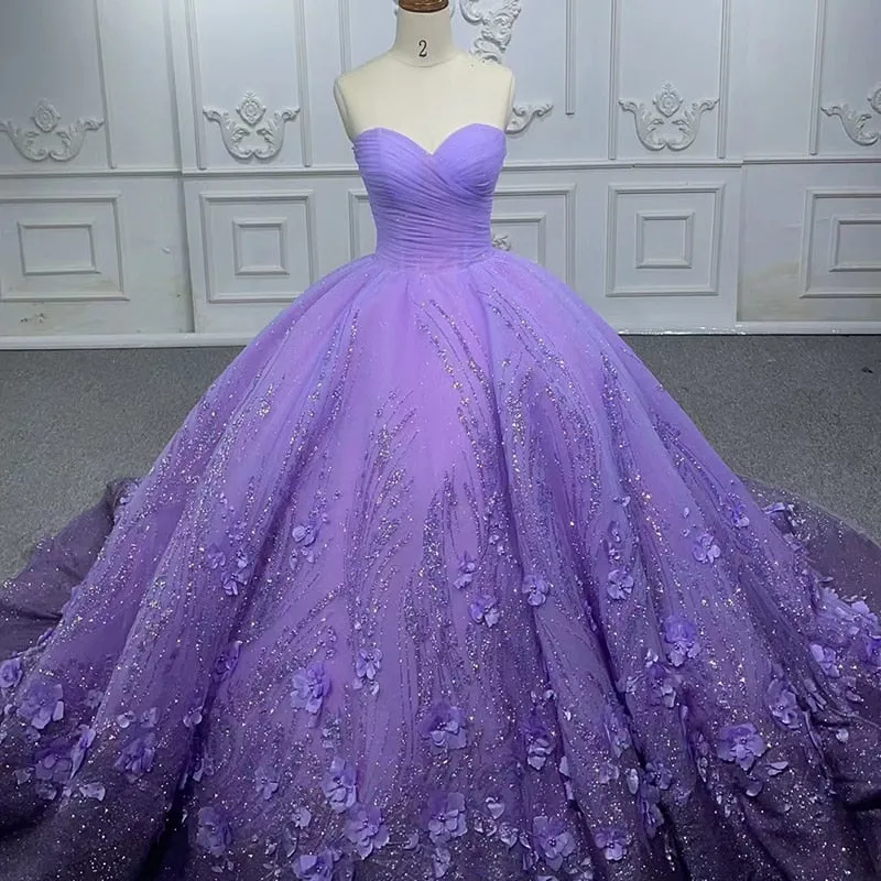 Glitter Party Dress Lace Sweetheart A Line Evening Ball Gown