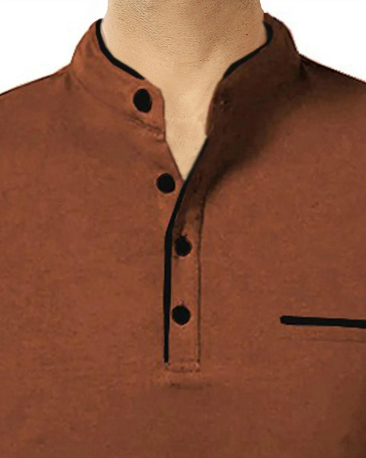 Henley Brown - Black Contrast Full Sleeve t-shirt