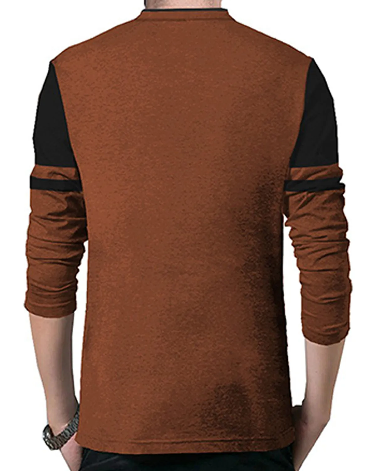 Henley Brown - Black Contrast Full Sleeve t-shirt