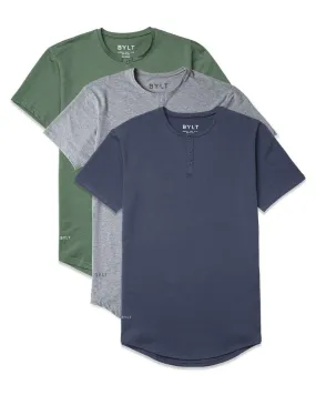 Henley Drop-Cut: LUX Custom 3 Pack