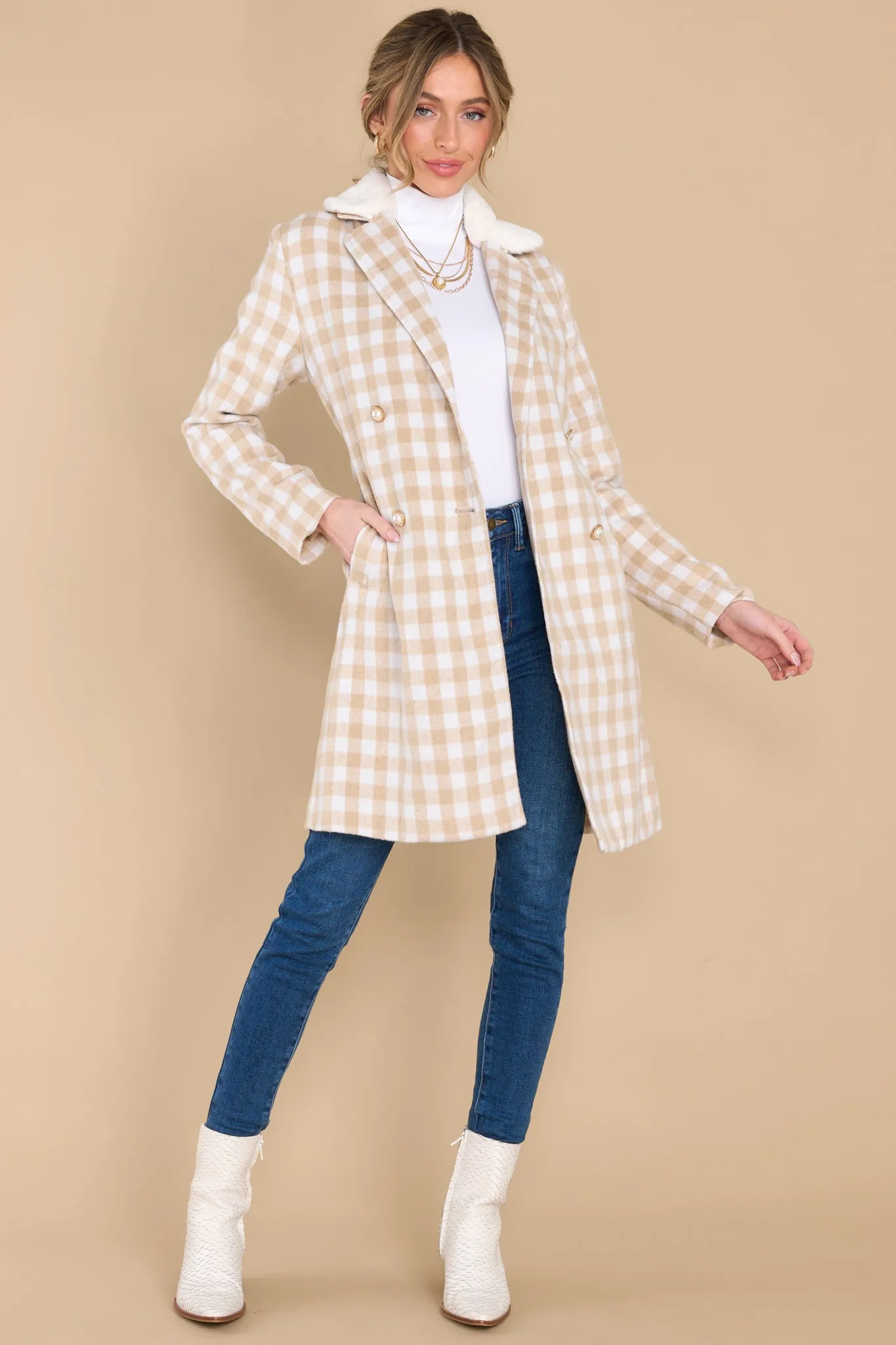 It's A Look Beige Plaid Coat