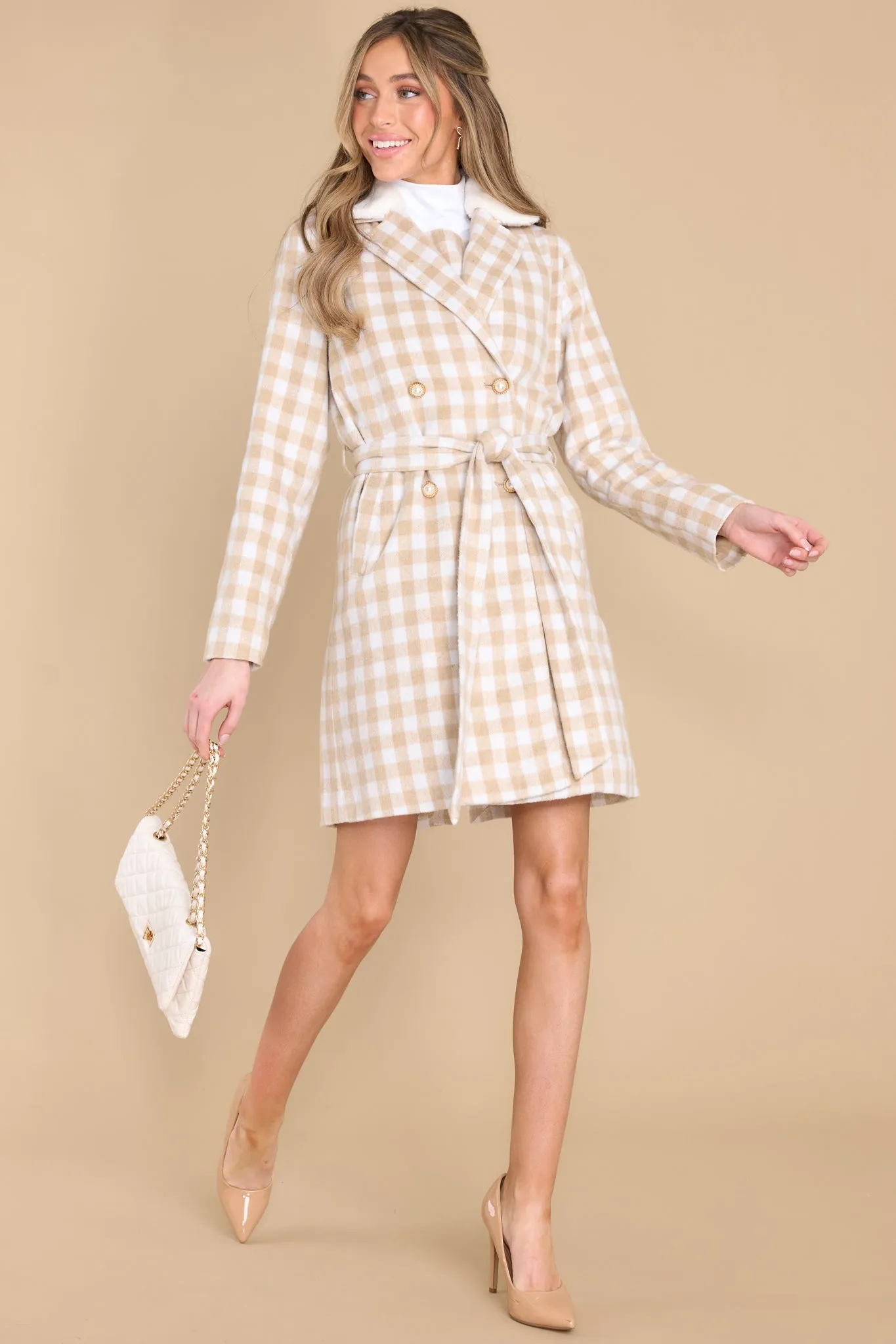 It's A Look Beige Plaid Coat
