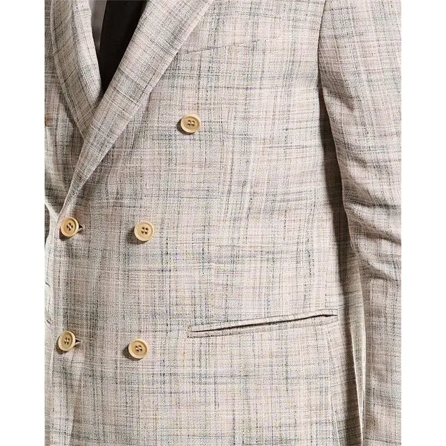 John Varvatos Namo Peak Lapel Double Breasted Sport Coat Suit Jacket 42R Tan