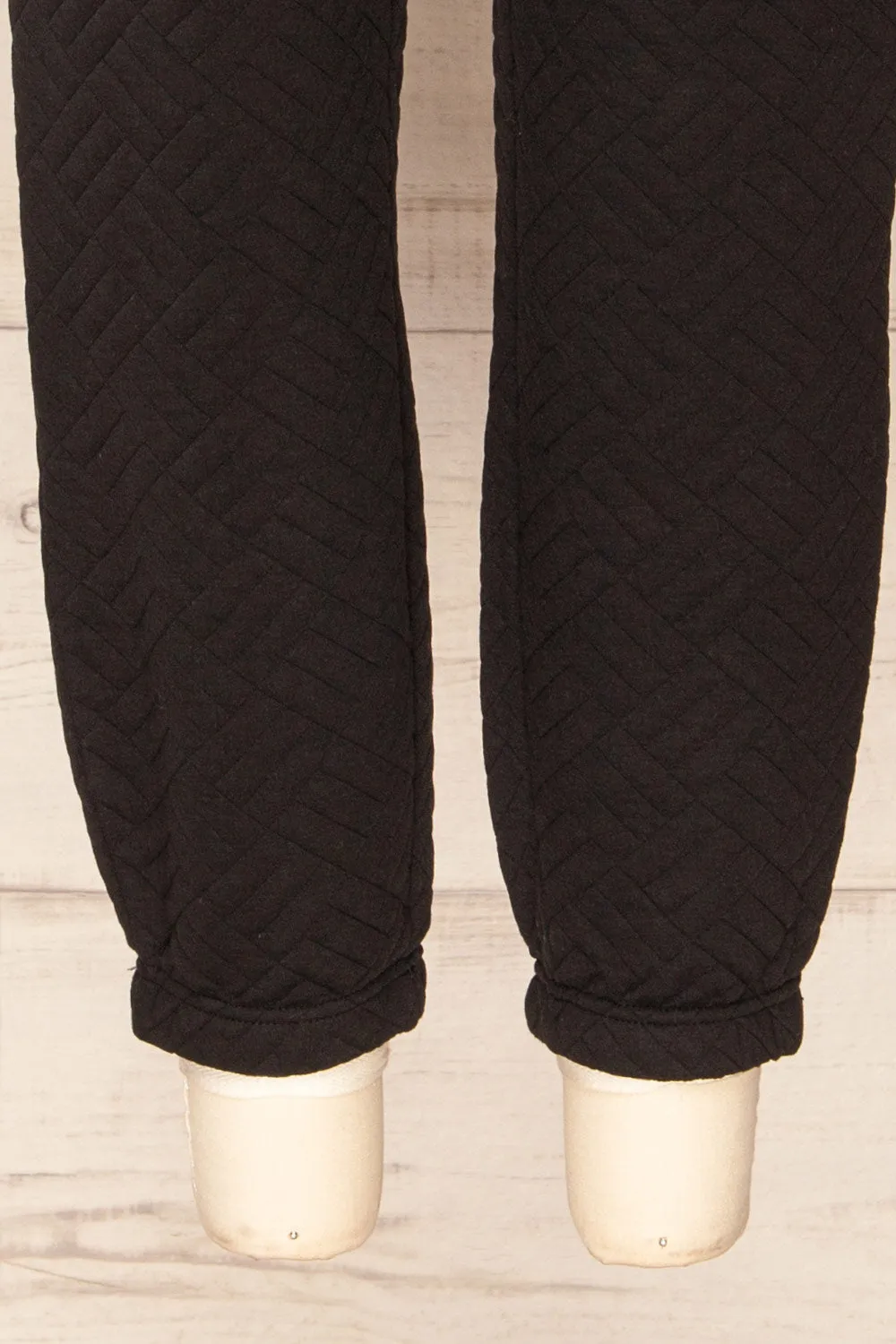 Lazy Black | Textured Fleece Joggers w/ Elastic Waist