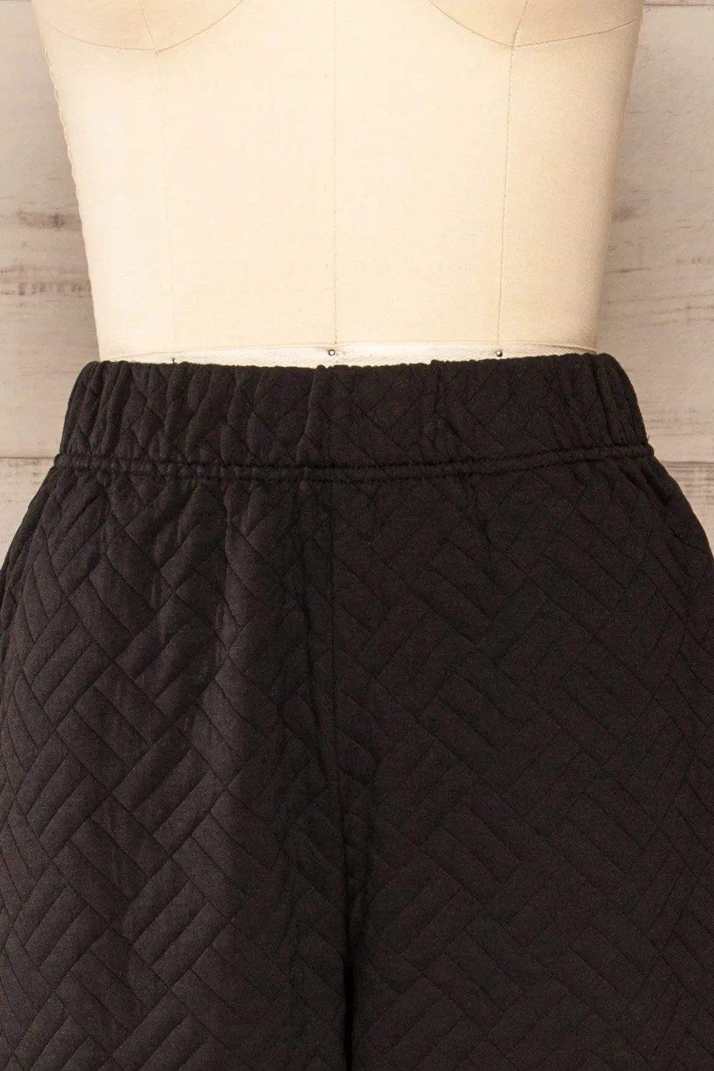 Lazy Black | Textured Fleece Joggers w/ Elastic Waist