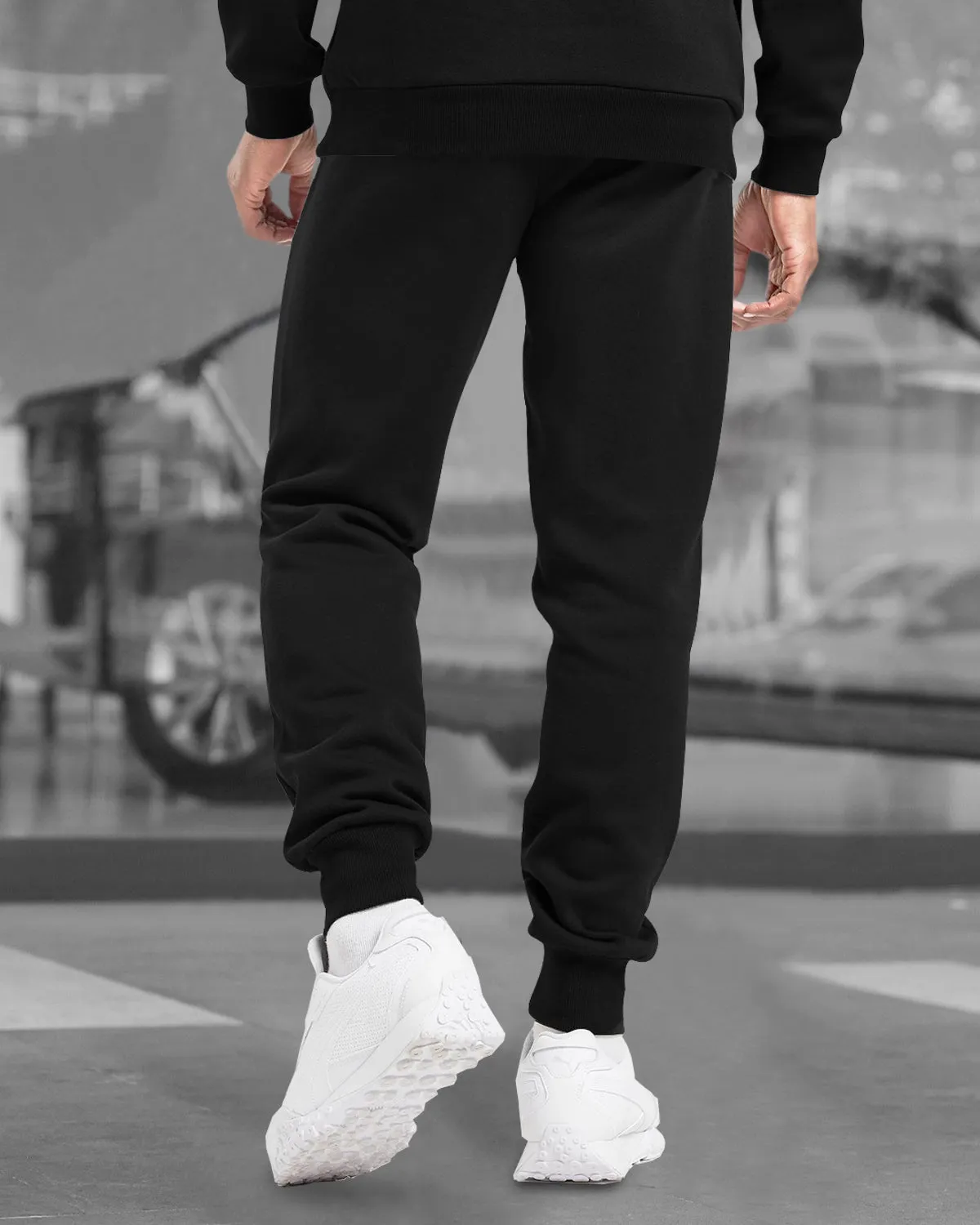 Men Half Sleeve Henley Neck T-shirt with Black Jogger Pant (Brown & Black - Tracksuit)