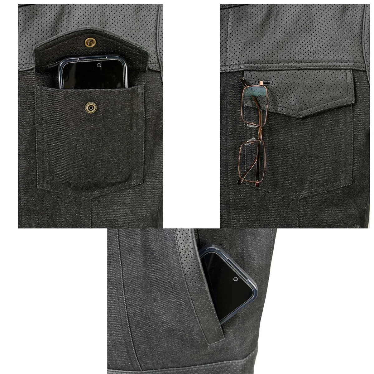 Milwaukee Leather MDM3008 Men's 'Brute' Black Perforated Leather and