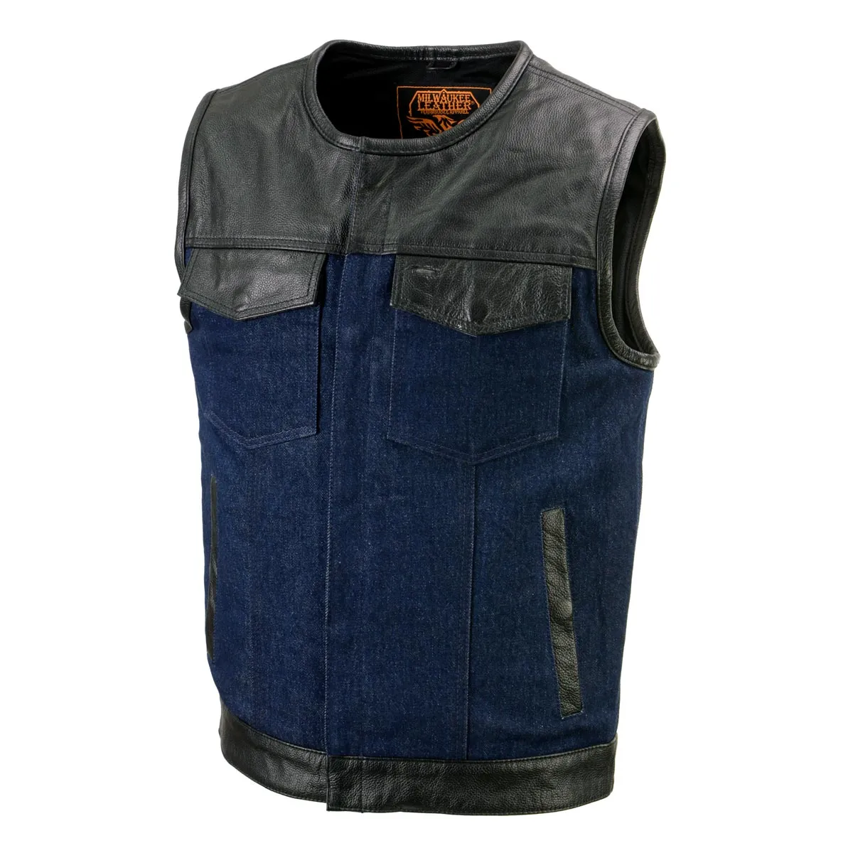 Milwaukee Leather Men's Brute Dual Closure Blue Denim and Black