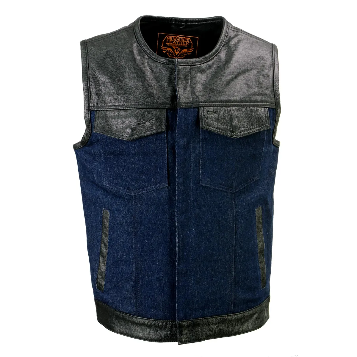 Milwaukee Leather Men's Brute Dual Closure Blue Denim and Black