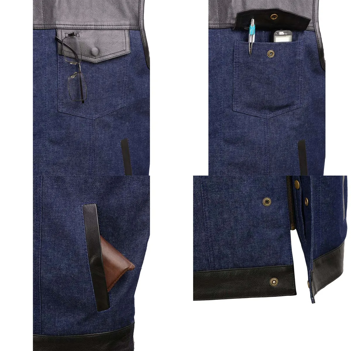 Milwaukee Leather Men's Brute Dual Closure Blue Denim and Black