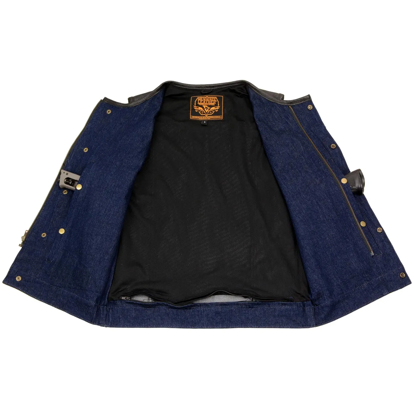 Milwaukee Leather Men's Brute Dual Closure Blue Denim and Black