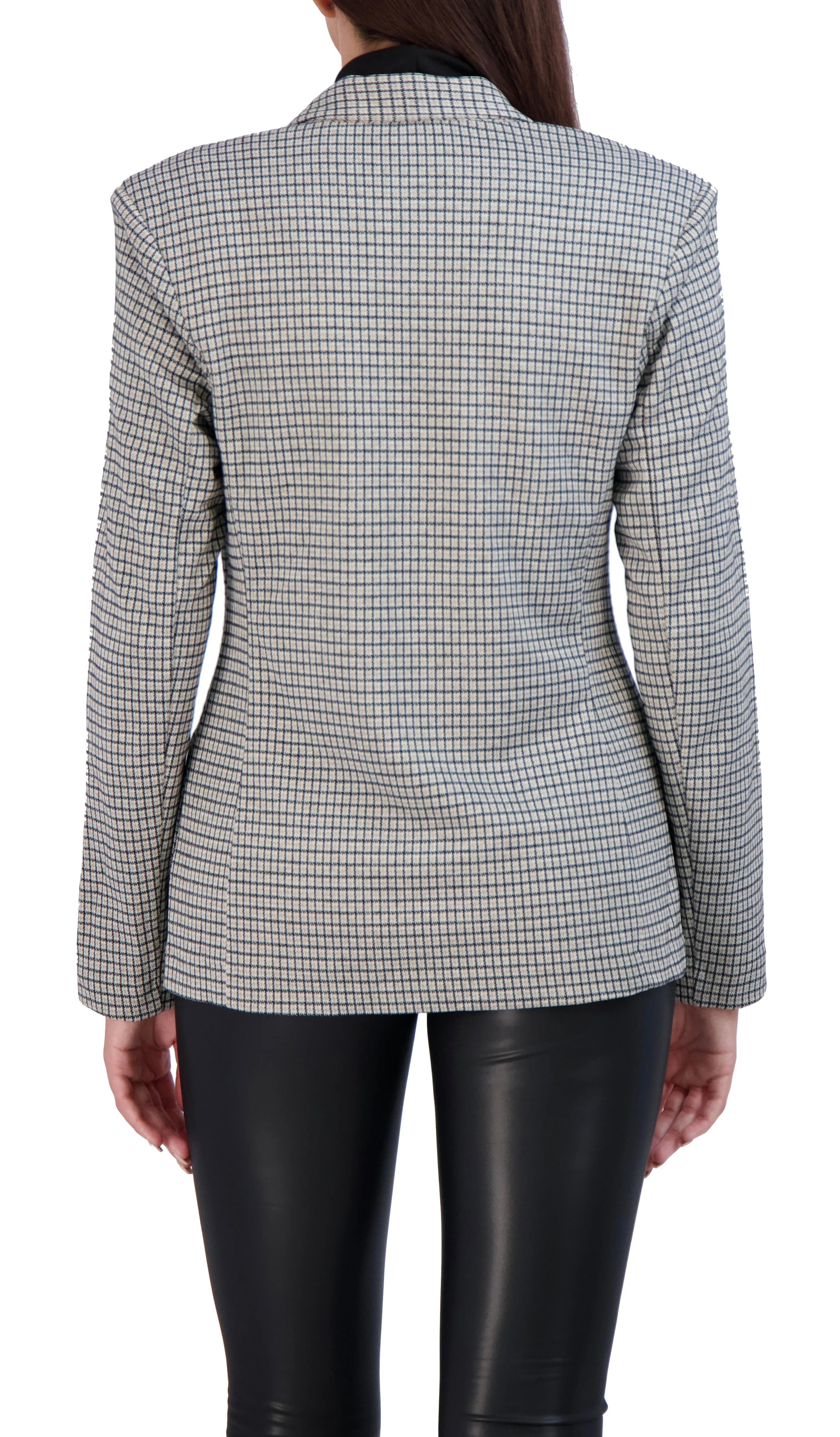 Ookie & Lala Double Breasted Plaid Knit Unlined Blazer