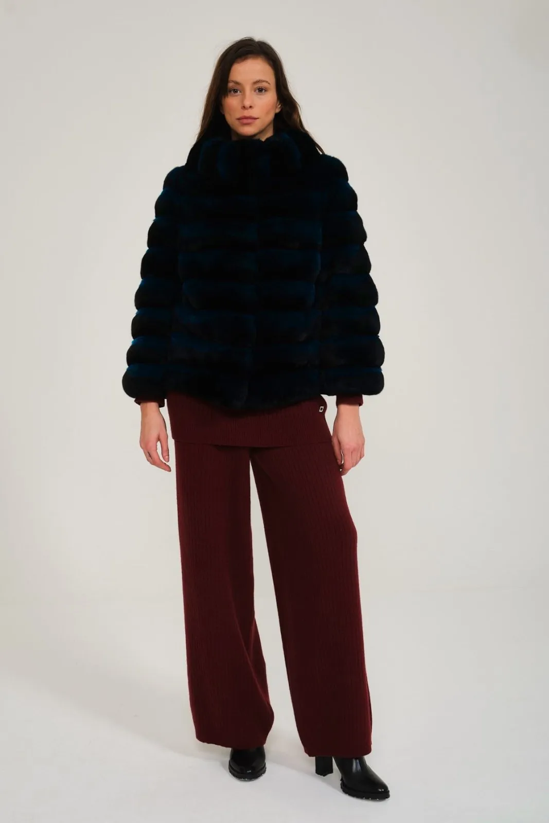 Petrol Blue Chinchilla Fur Coat