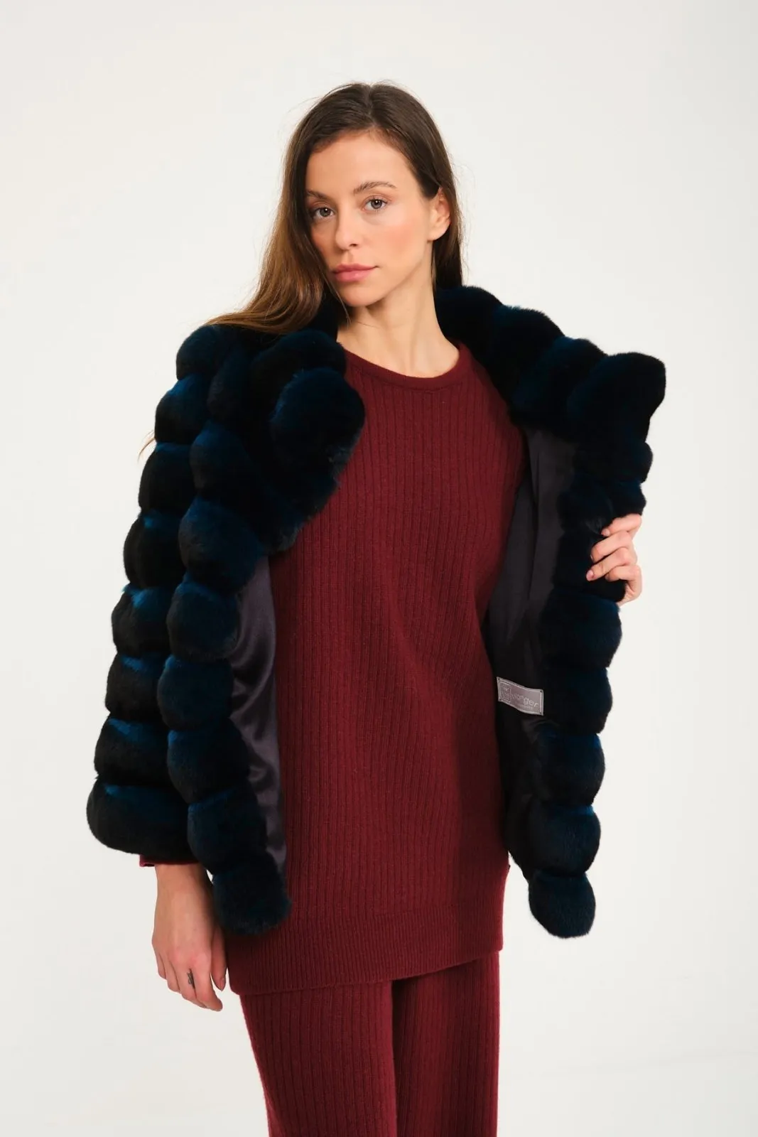 Petrol Blue Chinchilla Fur Coat