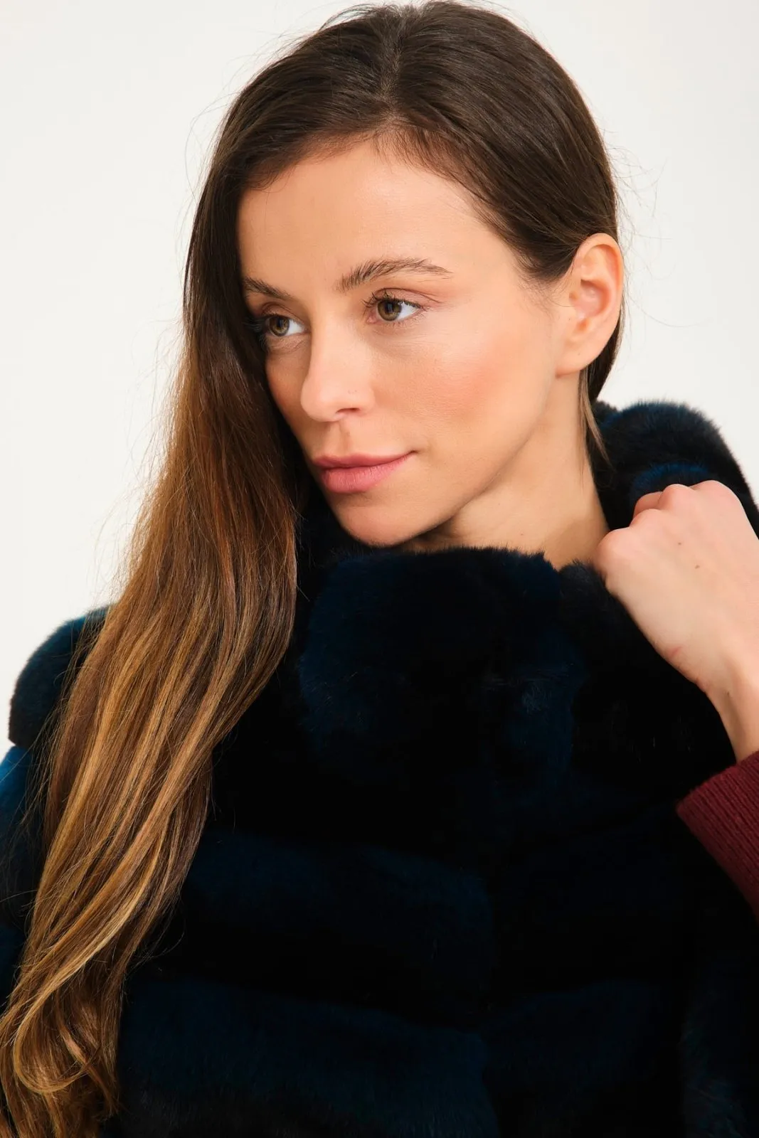 Petrol Blue Chinchilla Fur Coat