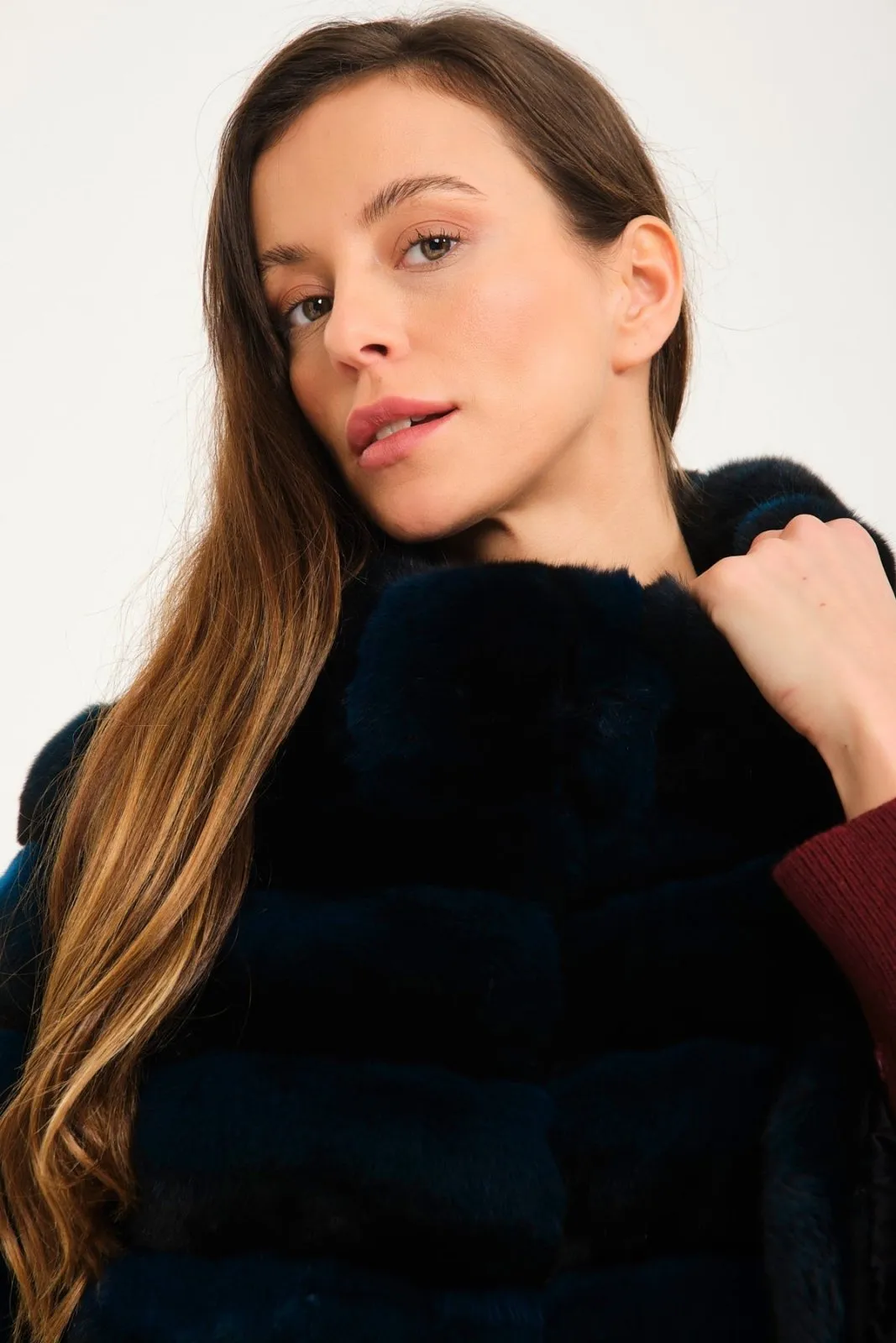 Petrol Blue Chinchilla Fur Coat