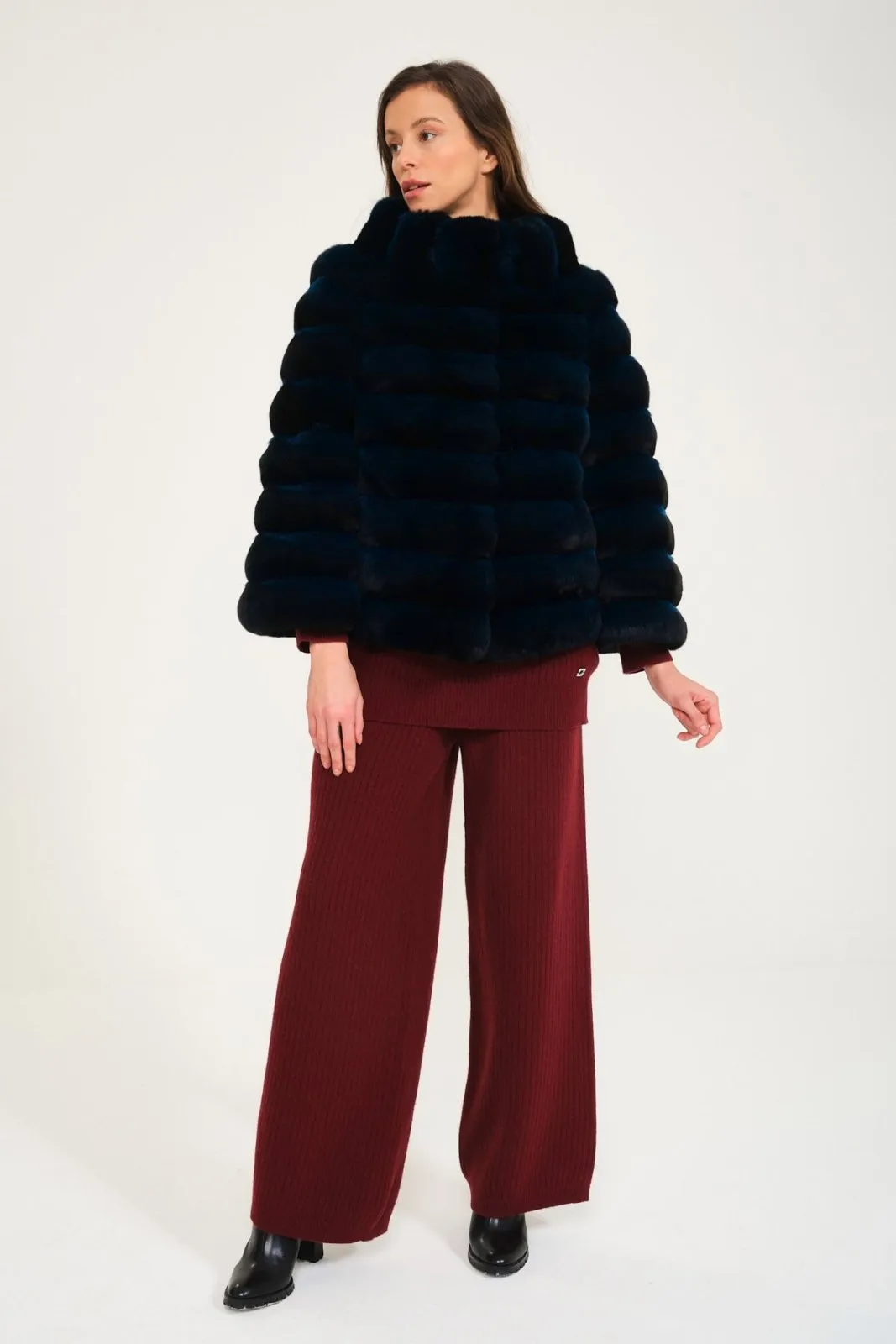 Petrol Blue Chinchilla Fur Coat