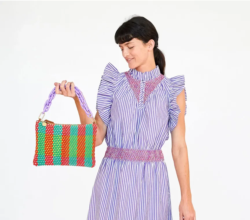 Plaid Woven Flat Clutch