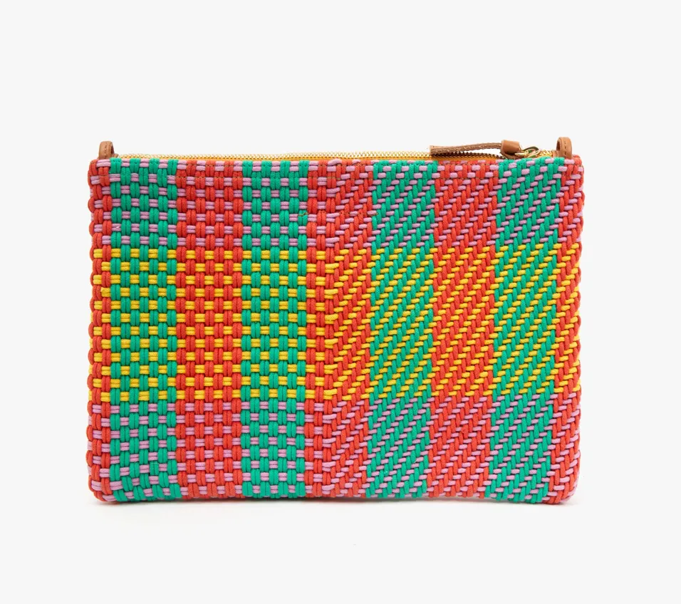 Plaid Woven Flat Clutch