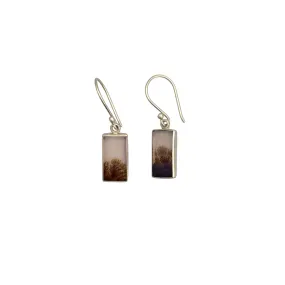 Rectangle Dendritic Agate Drop Earrings