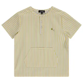 shirt l/s striped henley - white/yellow
