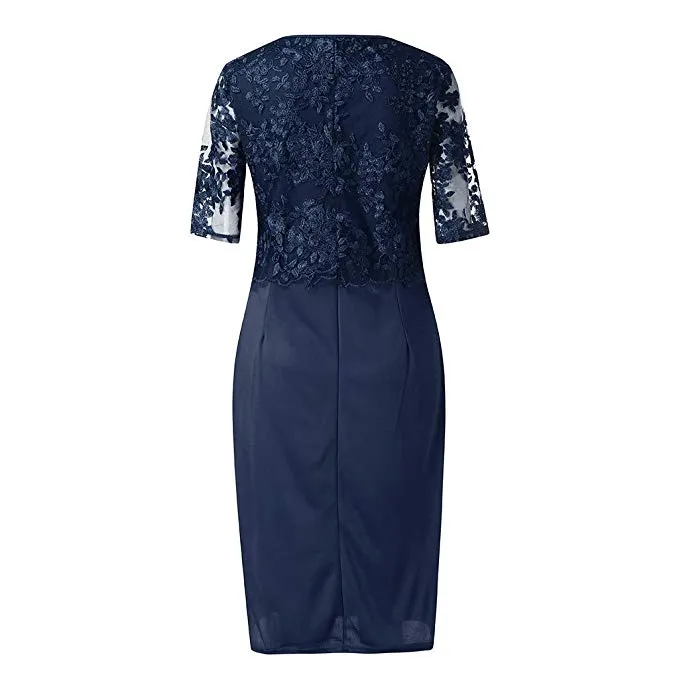 TastyHottie - Womens Dress Ladies Plus Size Cocktail Dress Short Sleeve Lace Midi Dress Elegant Evening Party Mini Skirt