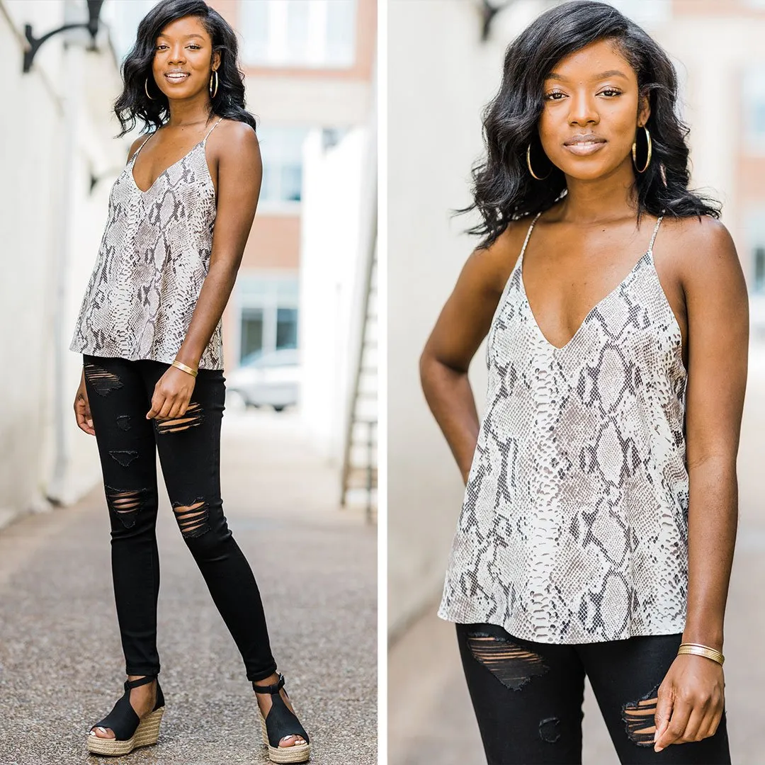 The Search Is Over Taupe Brown Snake Tank