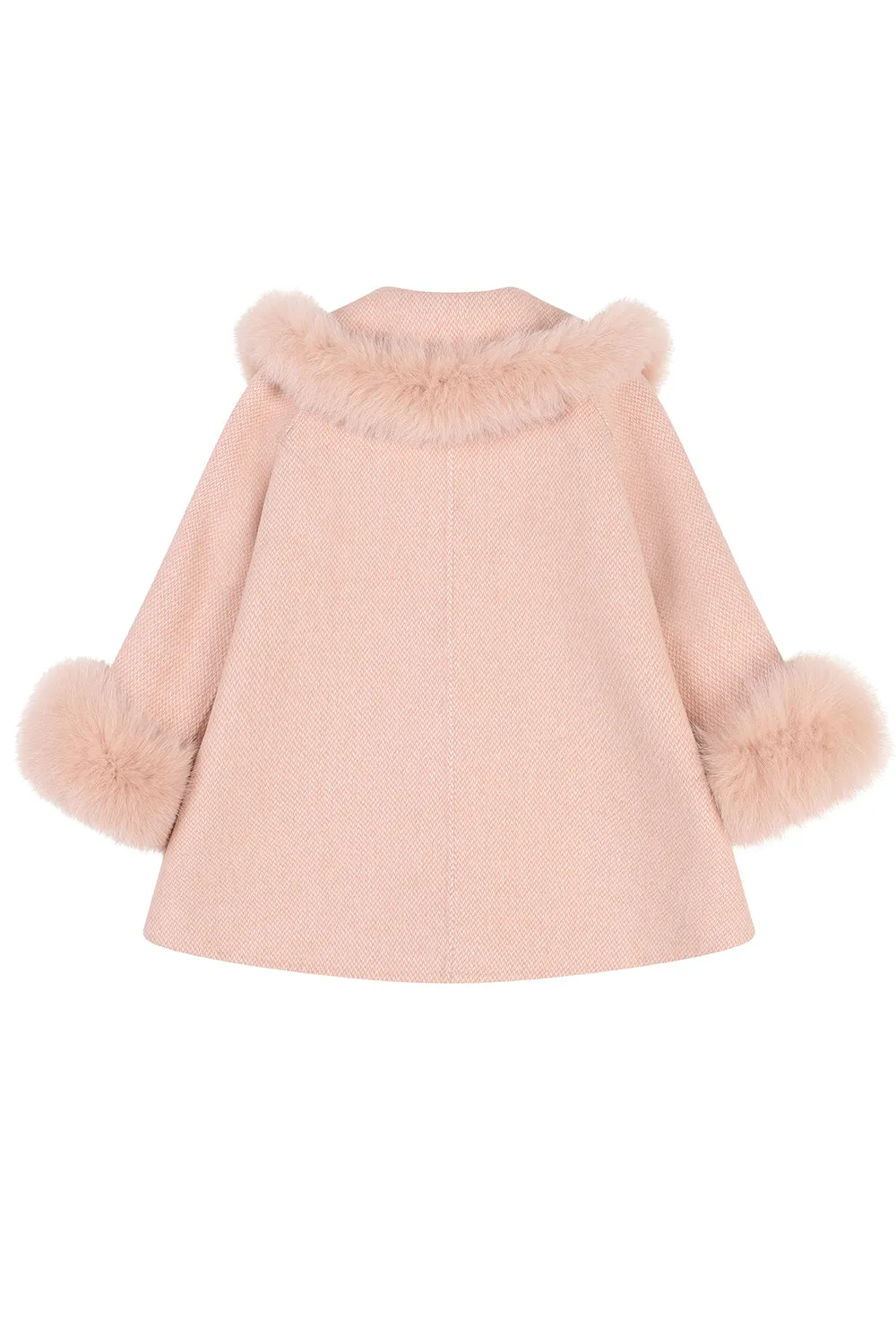 'Victoria' Cashmere coat with pom-poms - Blush