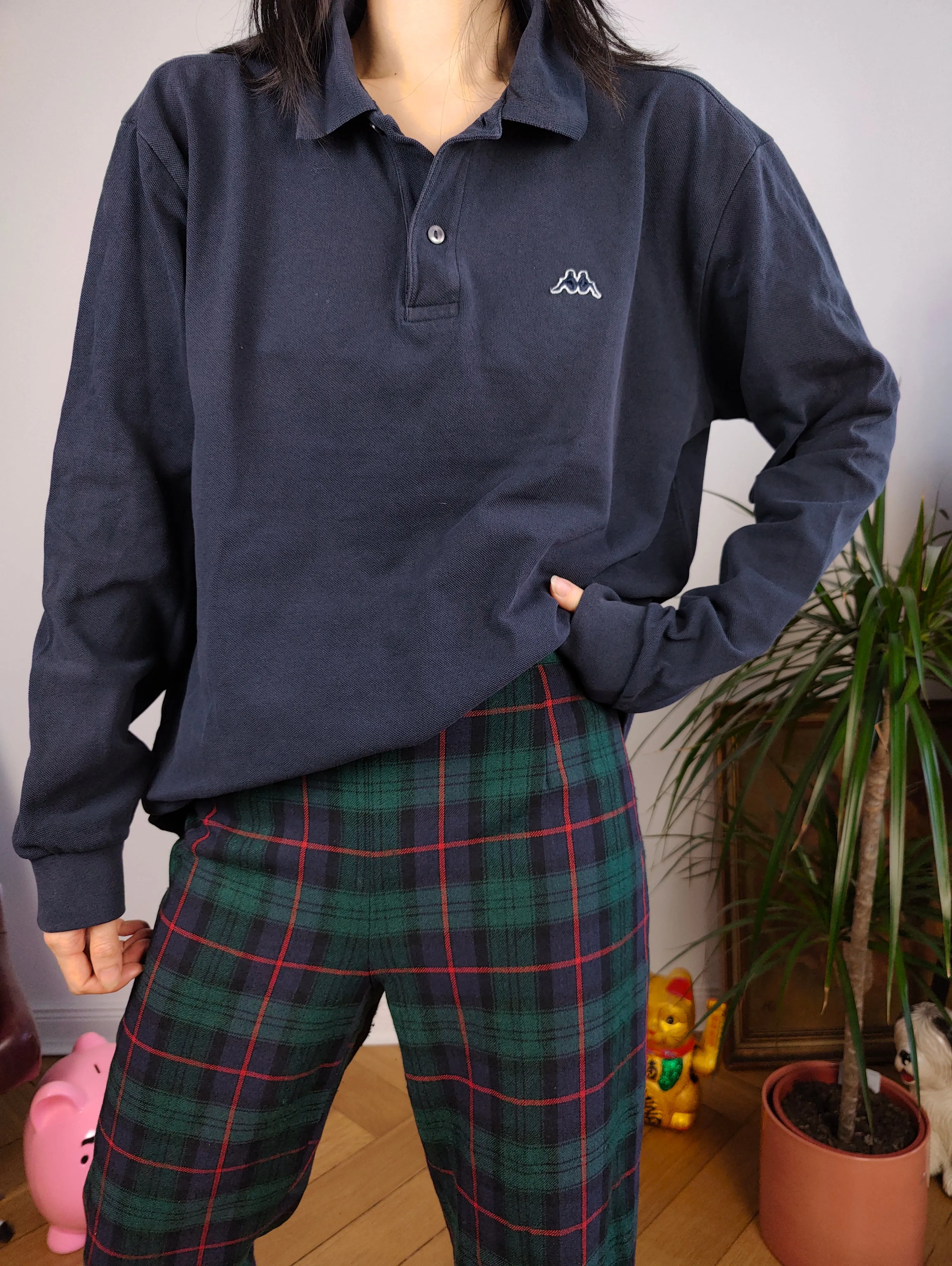 Vintage Robe di Kappa polo shirt long sleeve navy blue cotton sweater sweatshirt women unisex men L